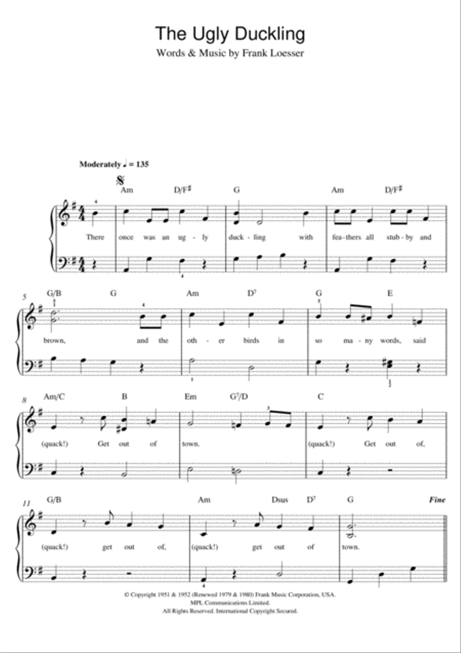 The Ugly Duckling Easy Piano scores gallery preview page 1