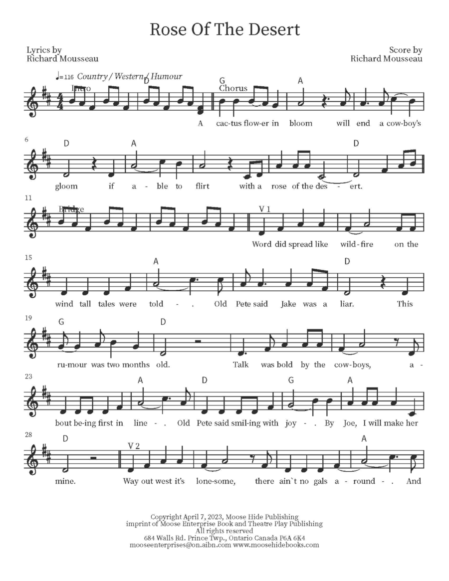 Rose Of The Desert Piano scores gallery preview page 1