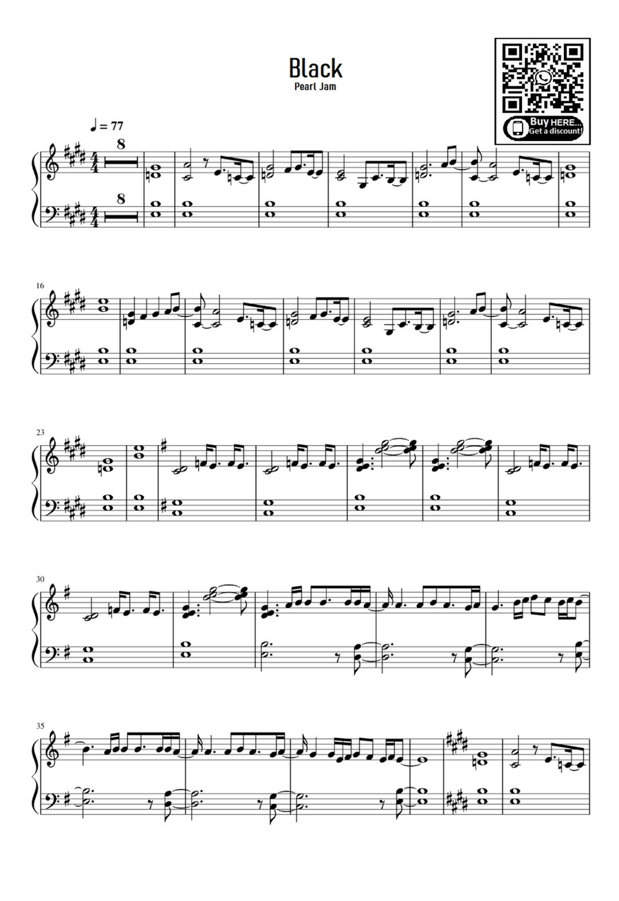 Black Black Easy Piano scores gallery preview page 1