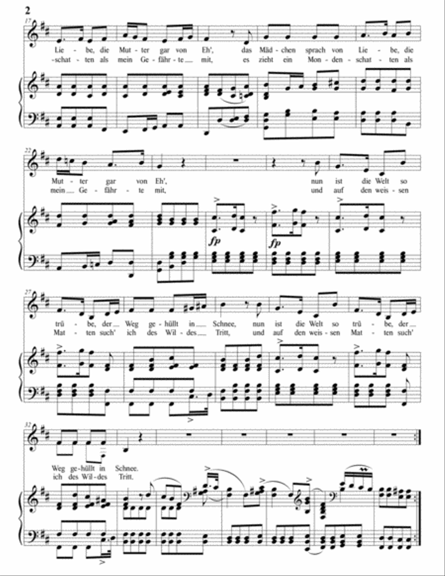 SCHUBERT: Gute Nacht, D. 911 no. 1 (transposed to B minor) Voice scores gallery preview page 3