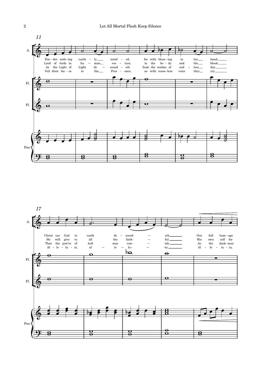 Let All Mortal Flesh Keep Silence Vocal solo flute duet and Piano Flute Duet scores gallery preview page 2