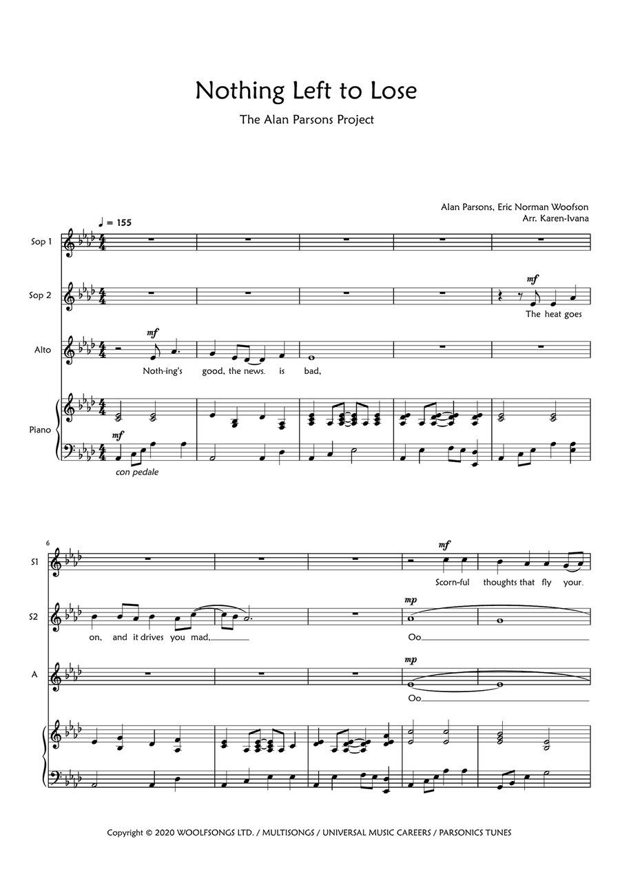 Nothing Left To Lose SSA scores gallery preview page 1