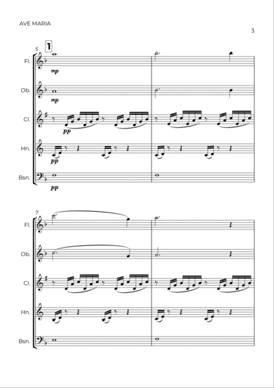 Ave Maria - Wind Quintet Ave Maria - Wind Quintet Woodwind Quintet scores gallery preview page 3