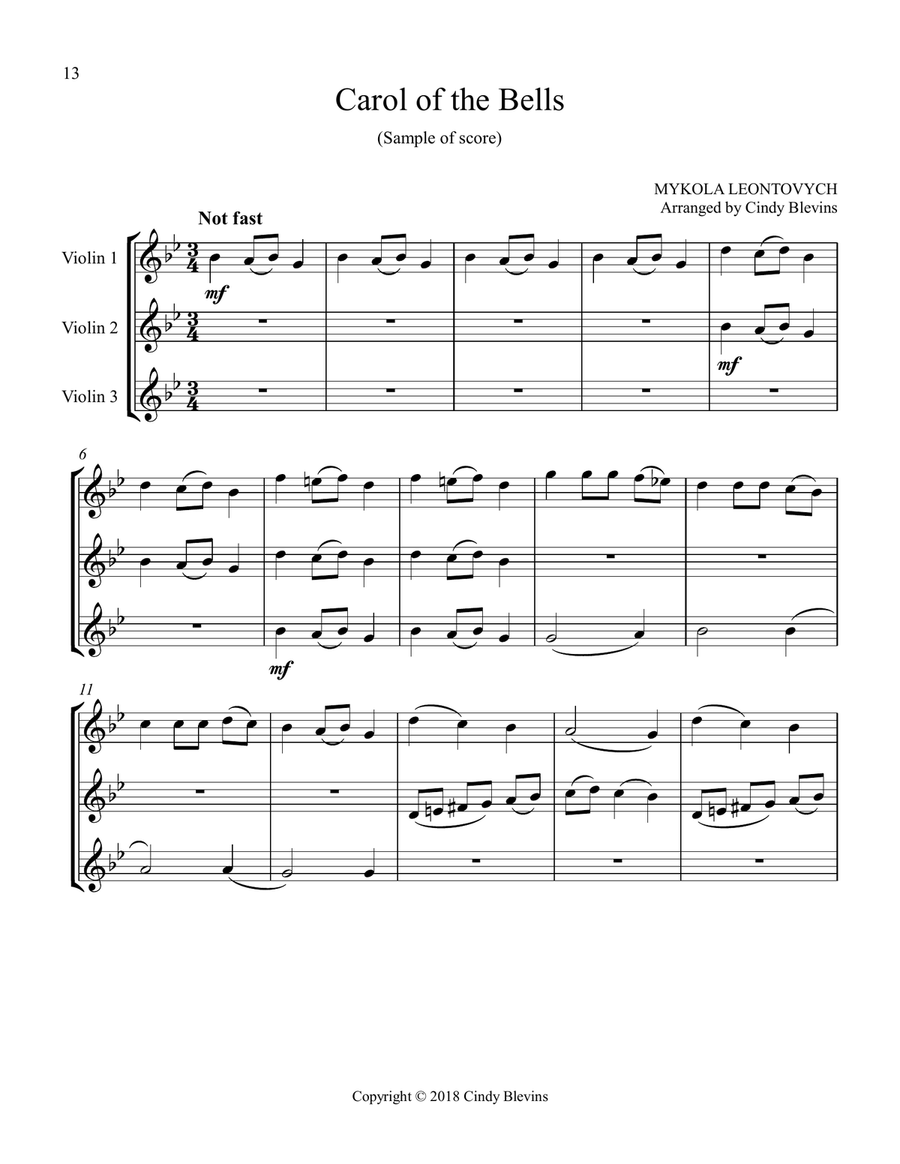 Violin Trios for Christmas, Vol. I (12 Arrangements) String Trio scores gallery preview page 2