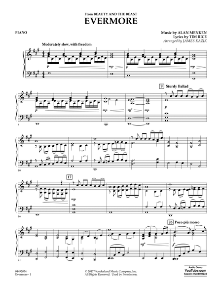 Evermore (from Beauty And The Beast) (arr. James Kazik) - Piano