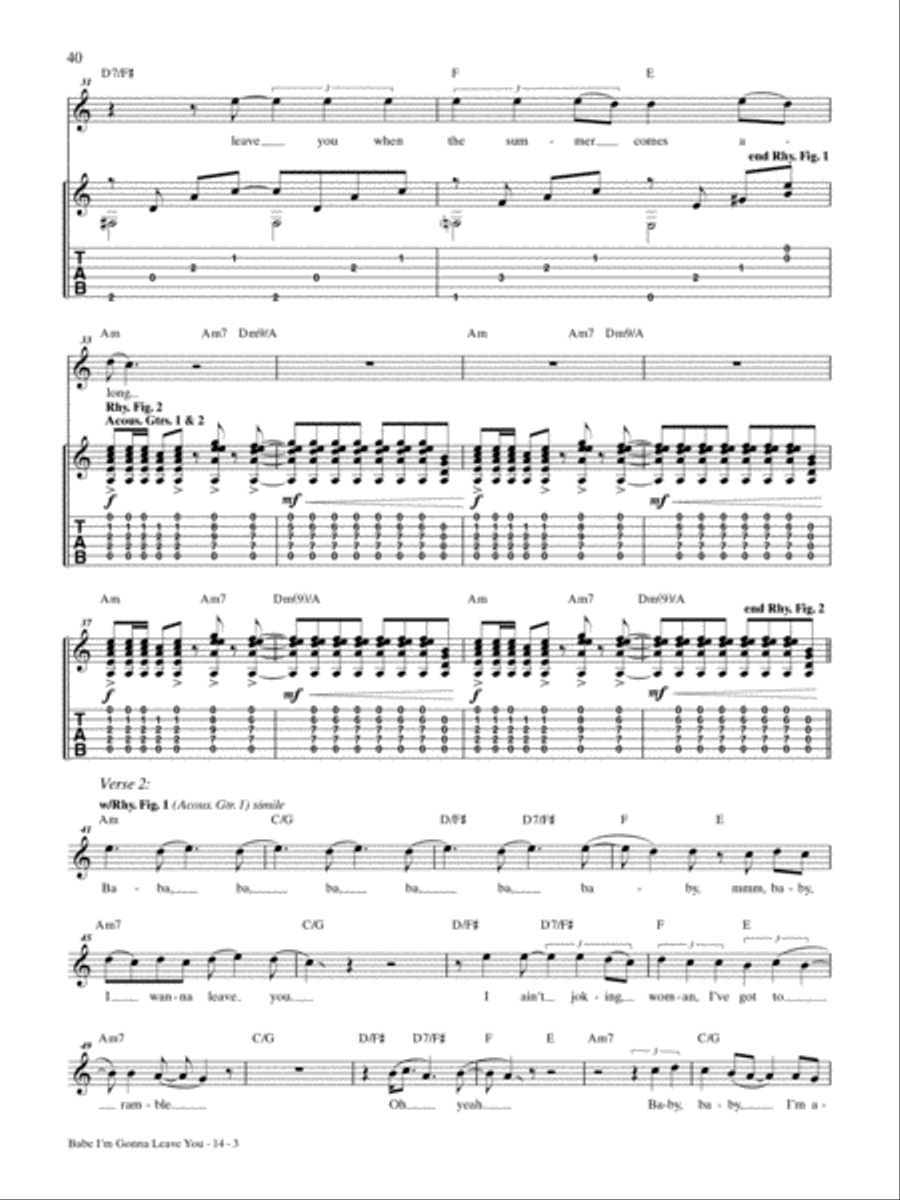 Babe I'm Gonna Leave You Guitar Tablature scores gallery preview page 3