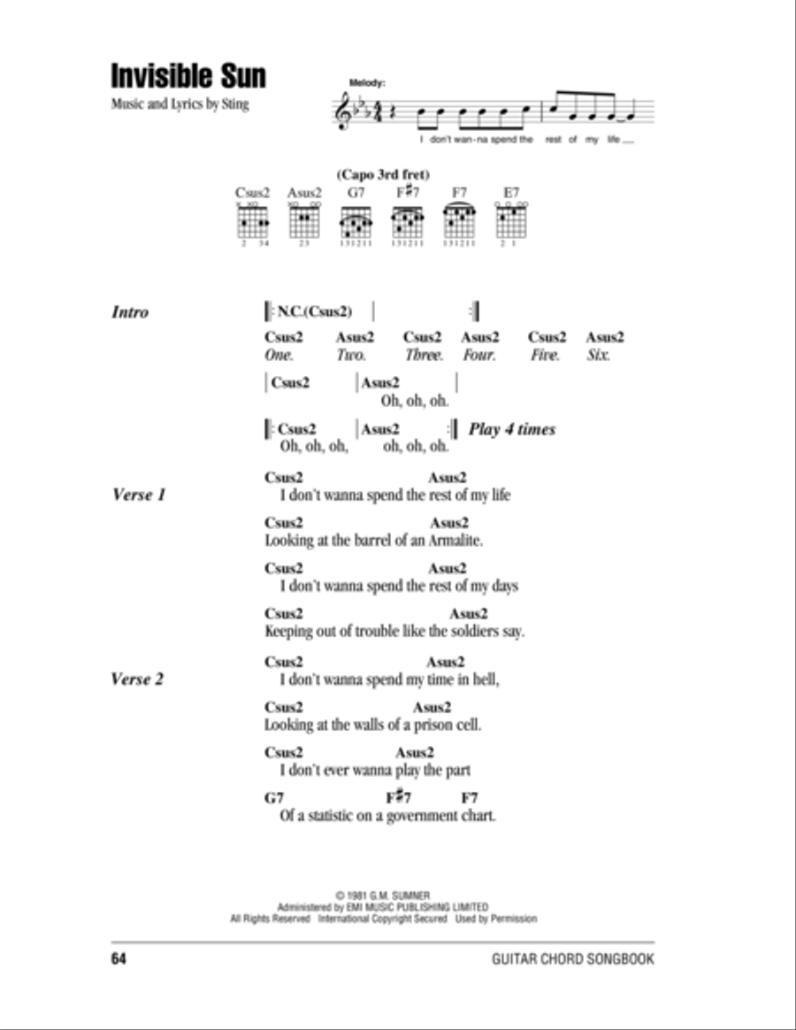 Invisible Sun Acoustic Guitar scores gallery preview page 1