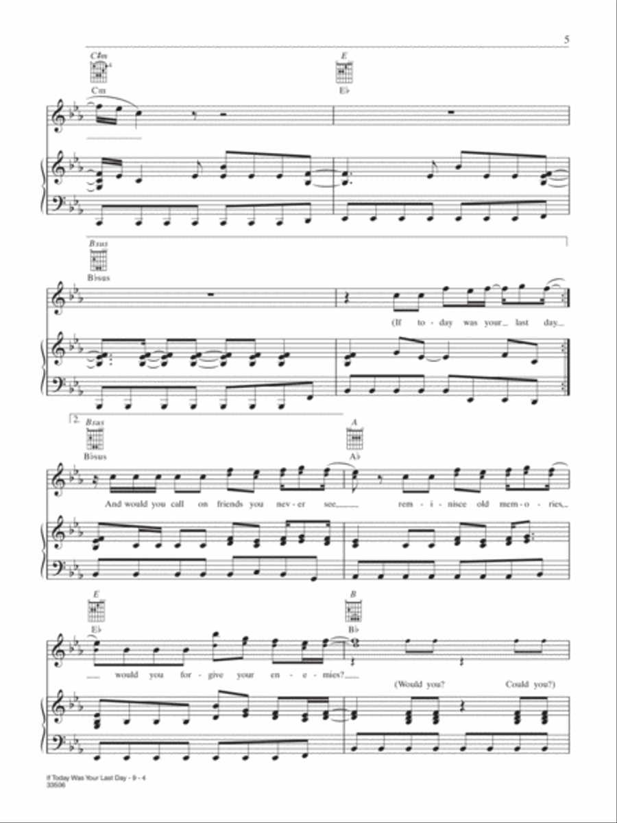 If Today Was Your Last Day Piano, Vocal, Guitar scores gallery preview page 4