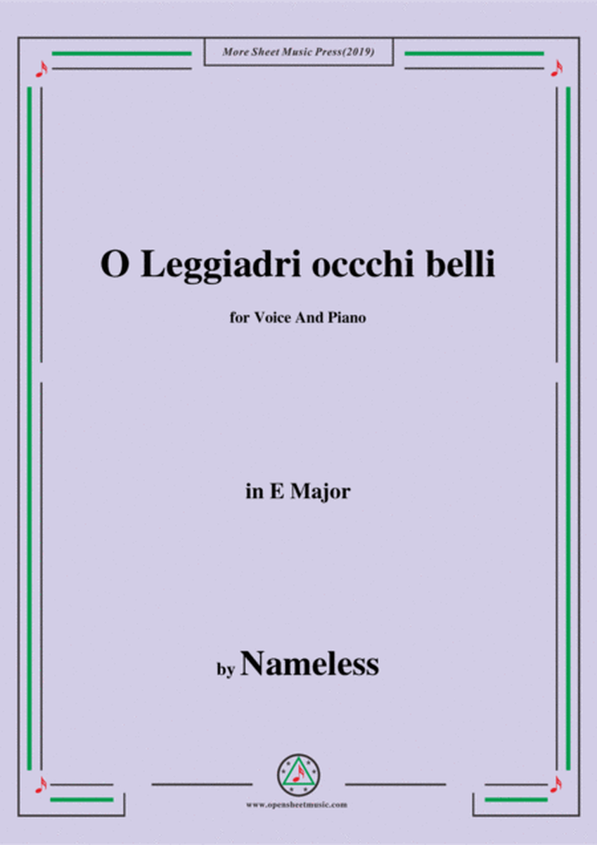 Nameless-O Leggiadri occchi belli,in E Major,for Voice&Piano image number null