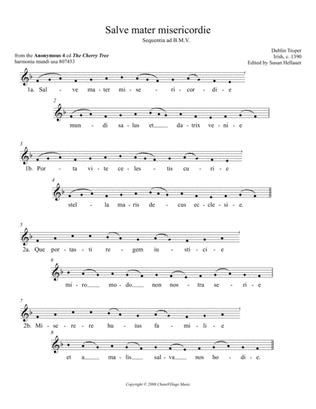 Sequence: Salve mater misericordie (chant), from Anonymous 4: "The Cherry Tree" - Score Only