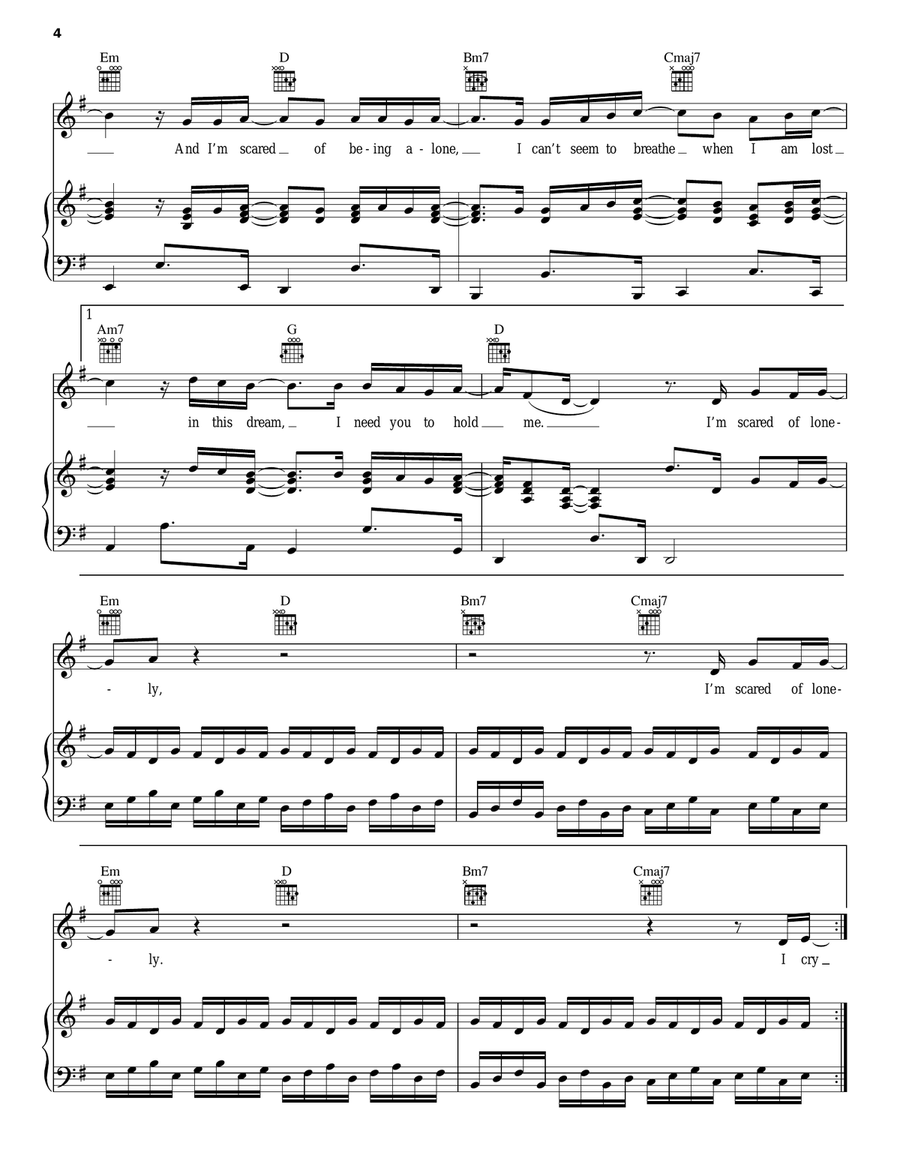 Scared Of Lonely Scared Of Lonely Piano, Vocal, Guitar scores gallery preview page 4