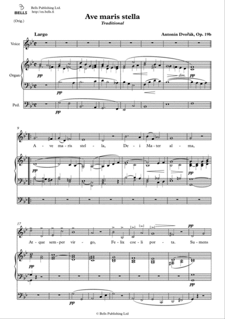 Ave maris stella, Op. 19B No. 2 (Original key. G minor) Voice Solo scores gallery preview page 1