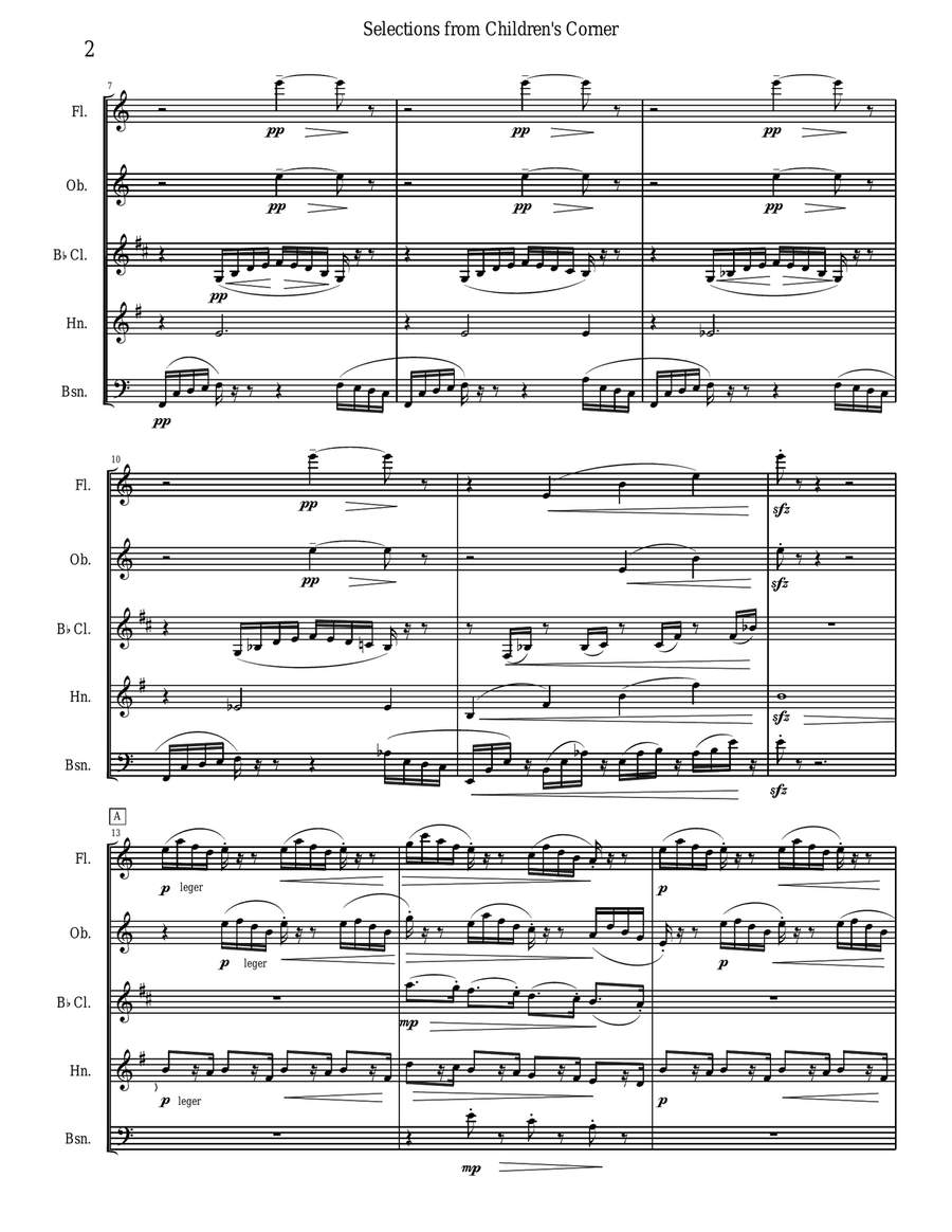 Debussy Children's Corner for Woodwind Quintet Woodwind Quintet scores gallery preview page 2