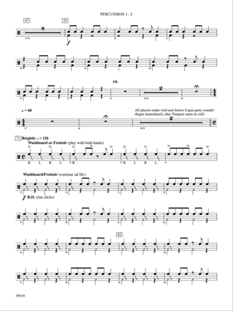 Zydeco Cajun Crawdad Dance: 1st Percussion Concert Band scores gallery preview page 2