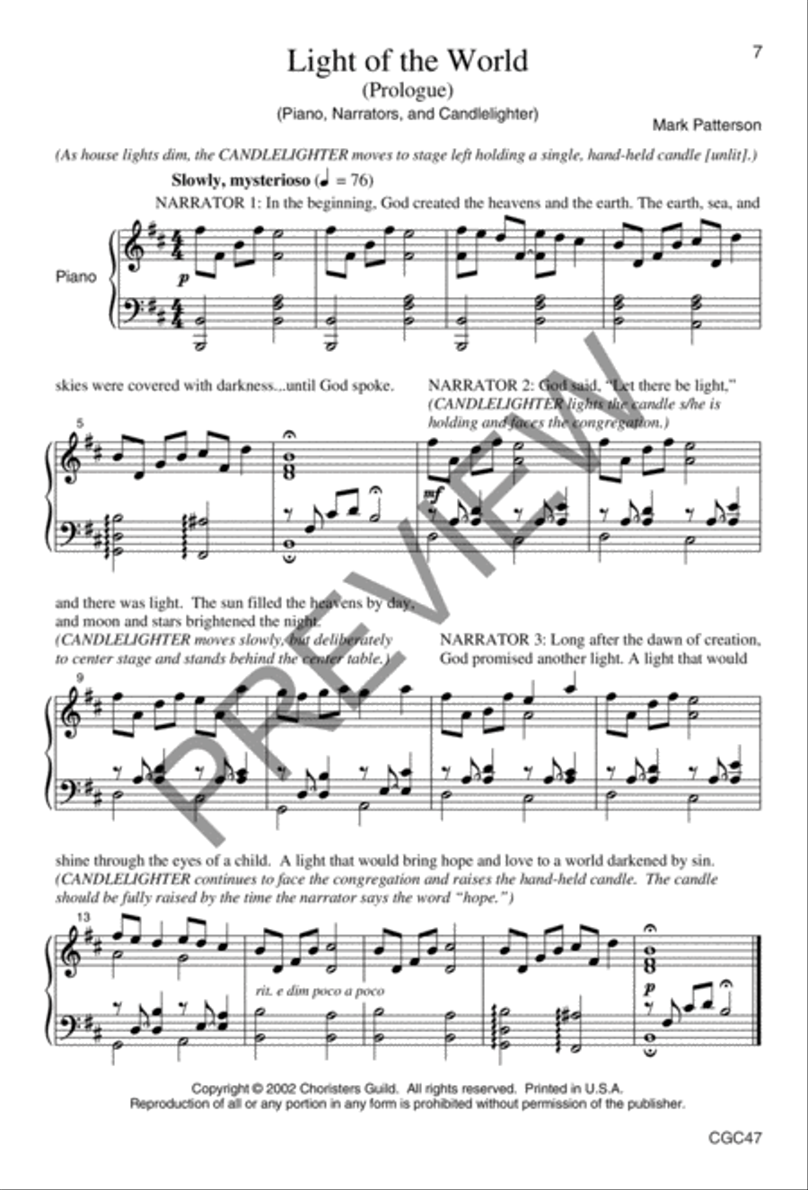 Light of the World (Full Score) Unison Choir scores gallery preview page 8