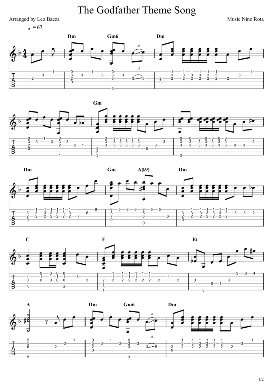 The Godfather Waltz The Godfather Waltz Acoustic Guitar scores gallery preview page 1