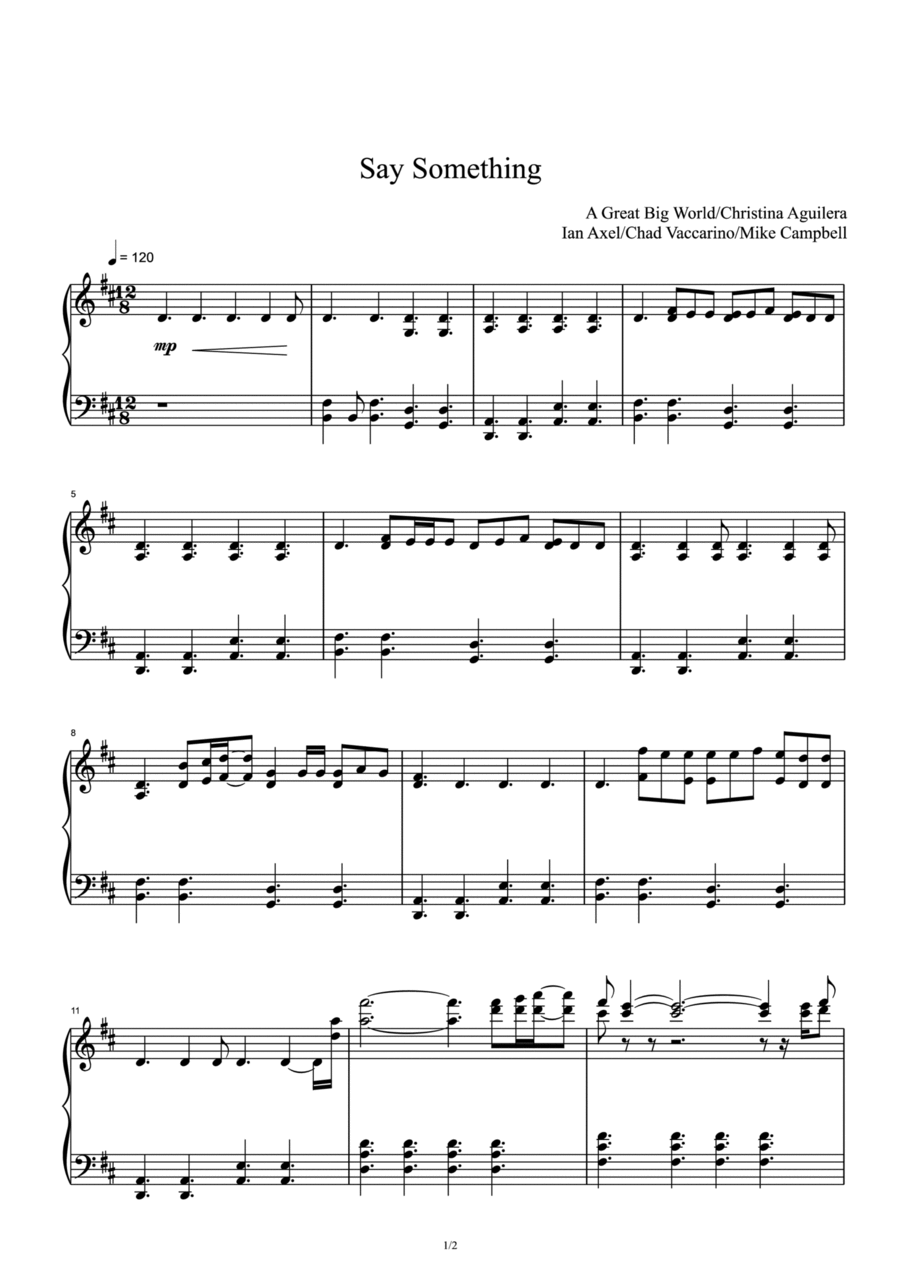 Say Something Say Something Piano Solo scores gallery preview page 1