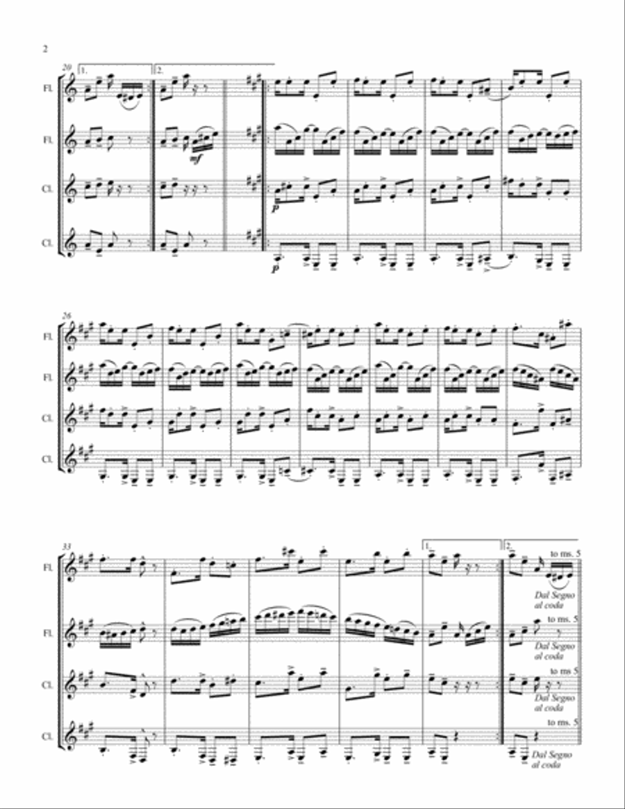 Tico-Tico (Chôro Sapéca Tico Tico no fubá) Woodwind Quartet scores gallery preview page 2