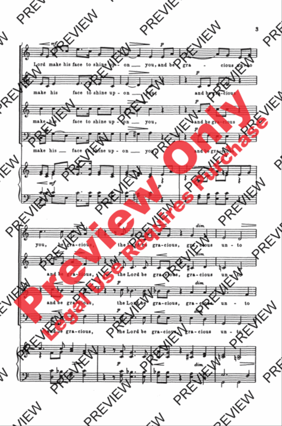 The Lord Bless You and Keep You 4-Part scores gallery preview page 6