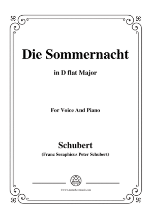 Schubert-Die Sommernacht,in D flat Major,for Voice&Piano