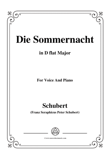 Schubert-Die Sommernacht,in D flat Major,for Voice&Piano image number null