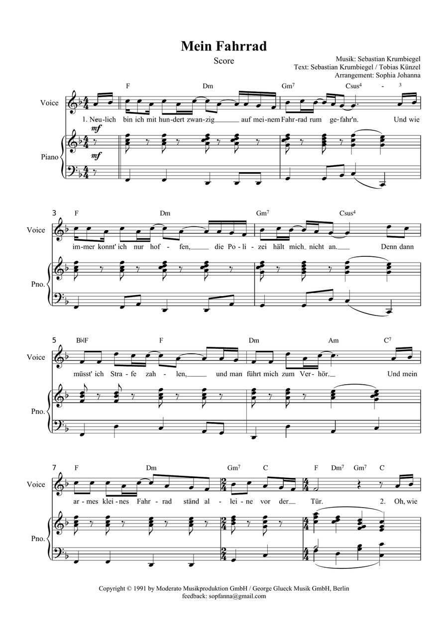 Mein Fahrrad A Cappella scores gallery preview page 2