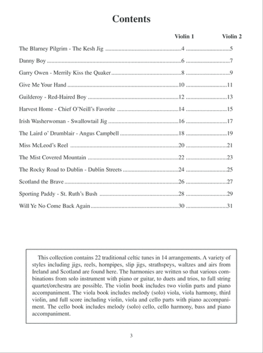 Celtic Fiddle Tunes for Solo and Ensemble - Violin 1 and 2