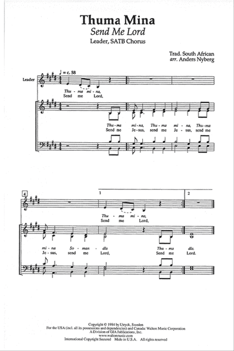 Gabi, Gabi and Thuma Mina (Praise the Father and Send Me Jesus) 4-Part scores gallery preview page 3