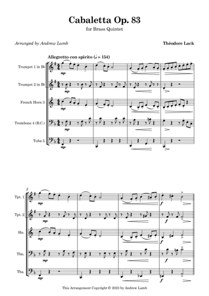 Théodore Lack | Cabaletta Op. 83 (arr. for Brass Quintet) image number null