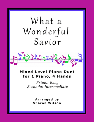 Book cover for What a Wonderful Savior (Easy Piano Duet; 1 Piano, 4-Hands)