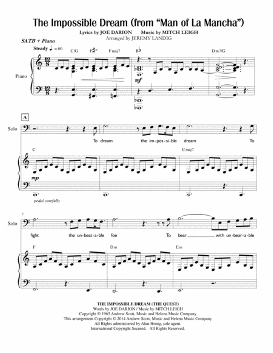 The Impossible Dream 4-Part scores gallery preview page 1