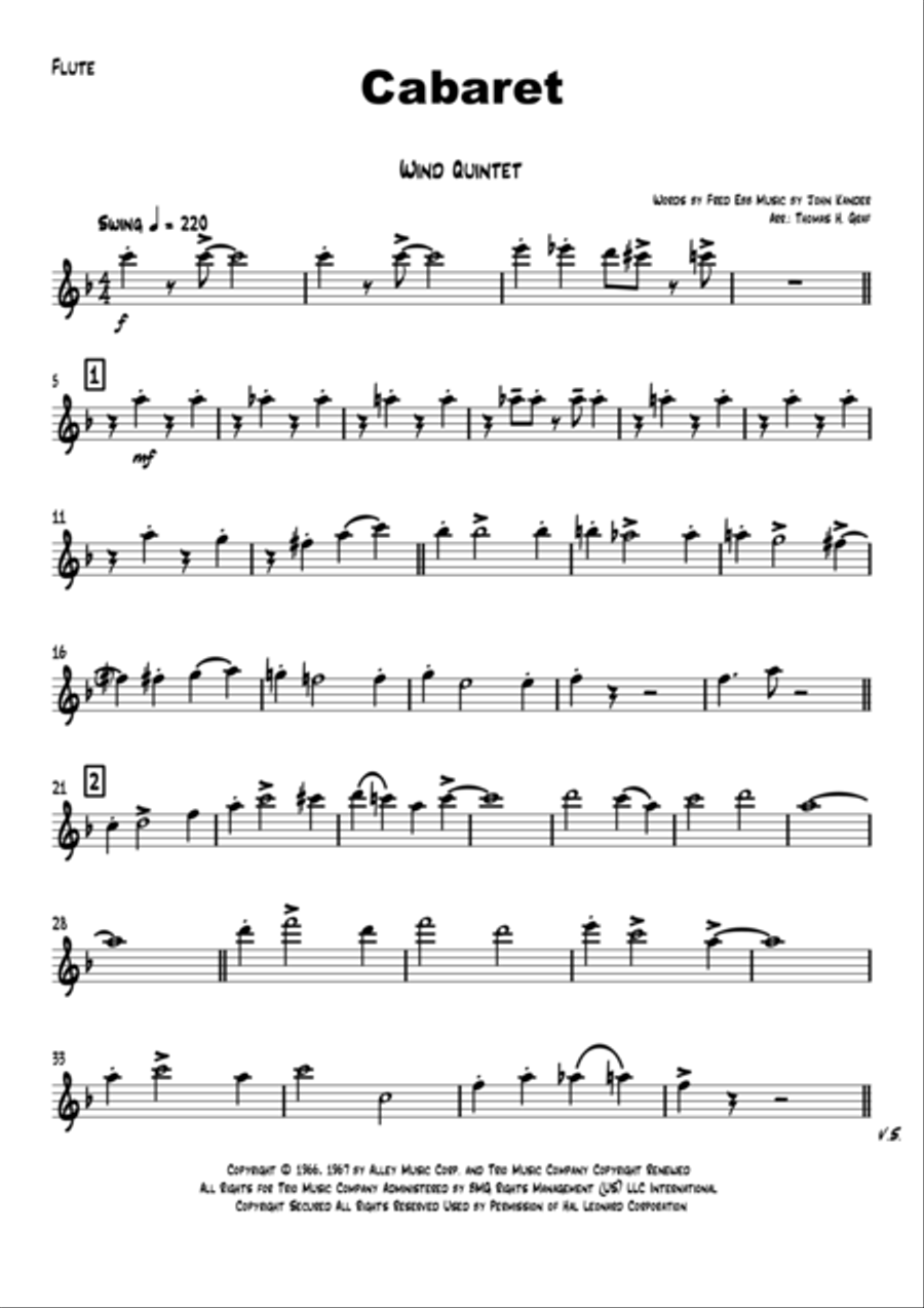 Cabaret Woodwind Quintet scores gallery preview page 4