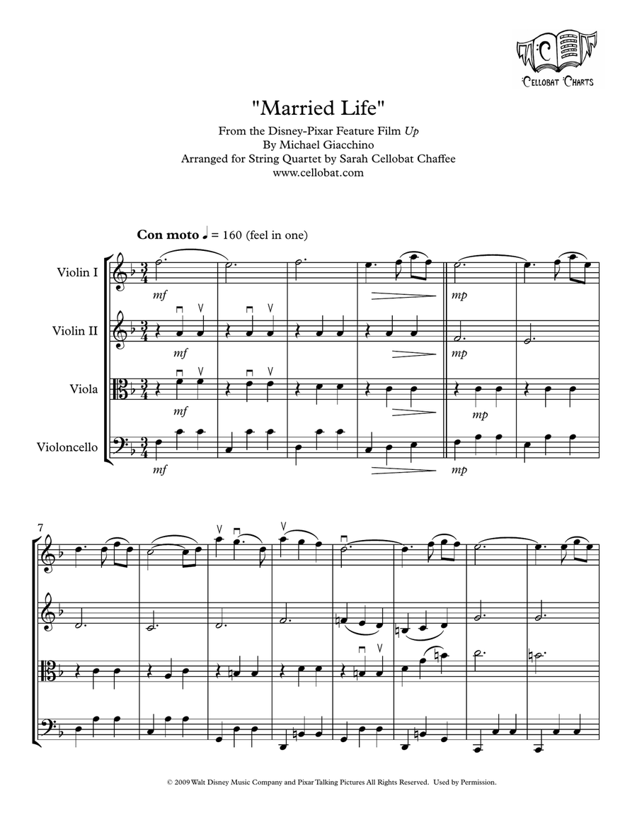 Married Life String Quartet scores gallery preview page 1