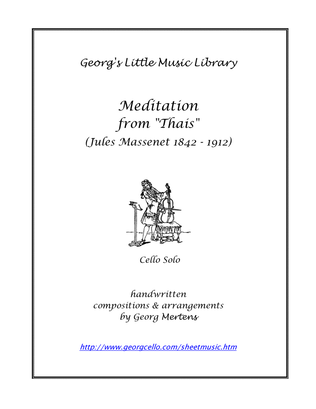 Book cover for Meditation from "Thais" for cello solo