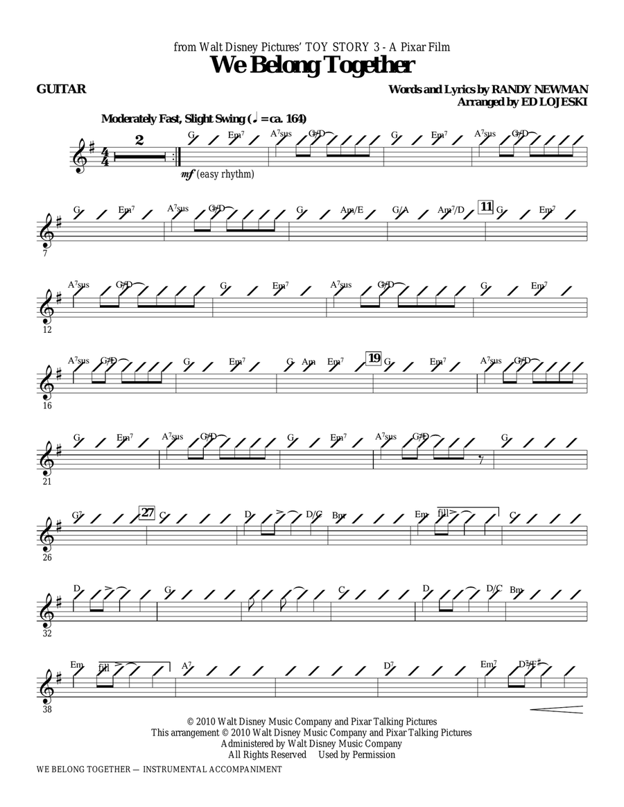 We Belong Together (from Toy Story 3) - Guitar