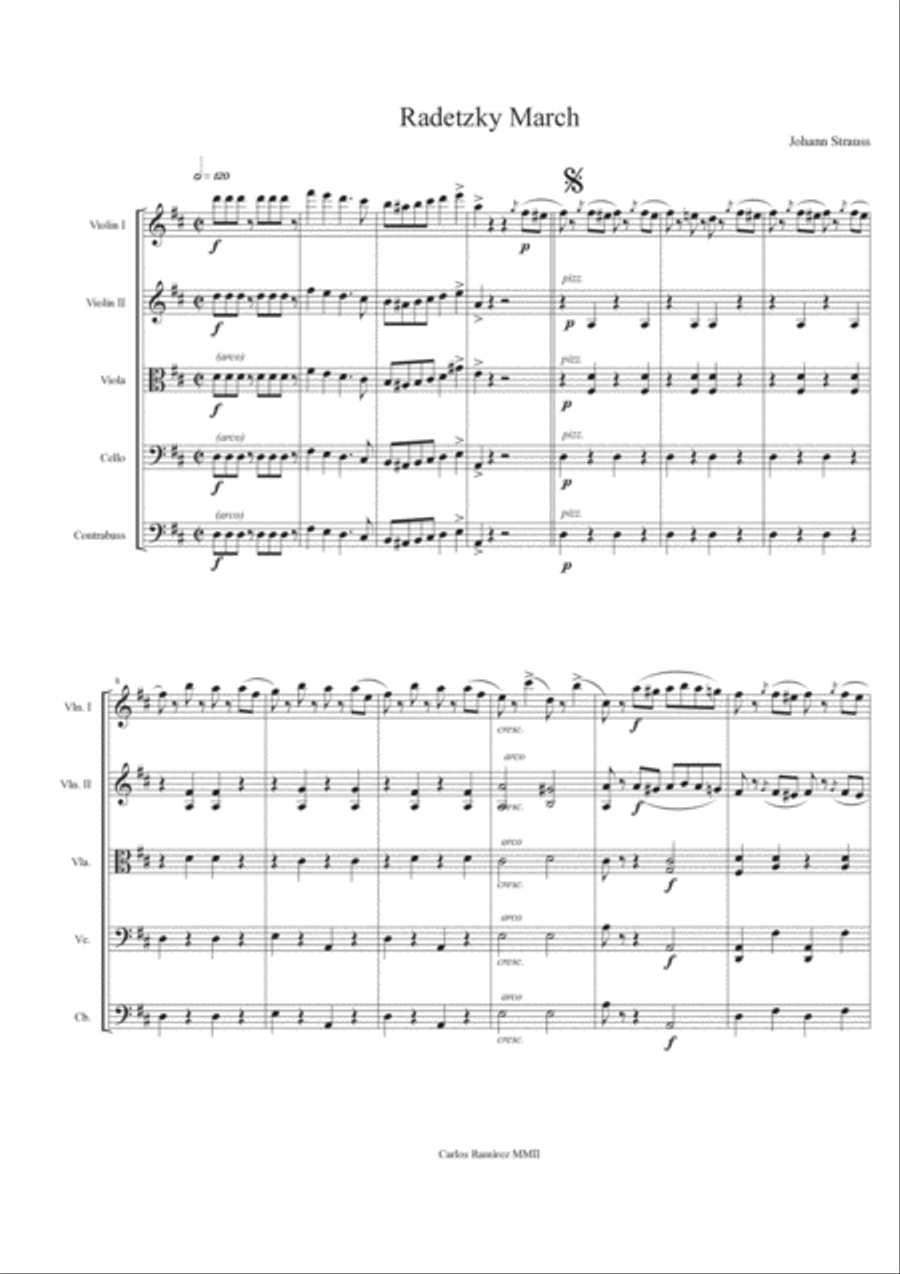 Radetzky March String Quartet scores gallery preview page 5