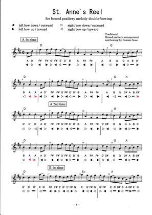 St. Anne’s Reel for bowed psaltery melody double-bowing