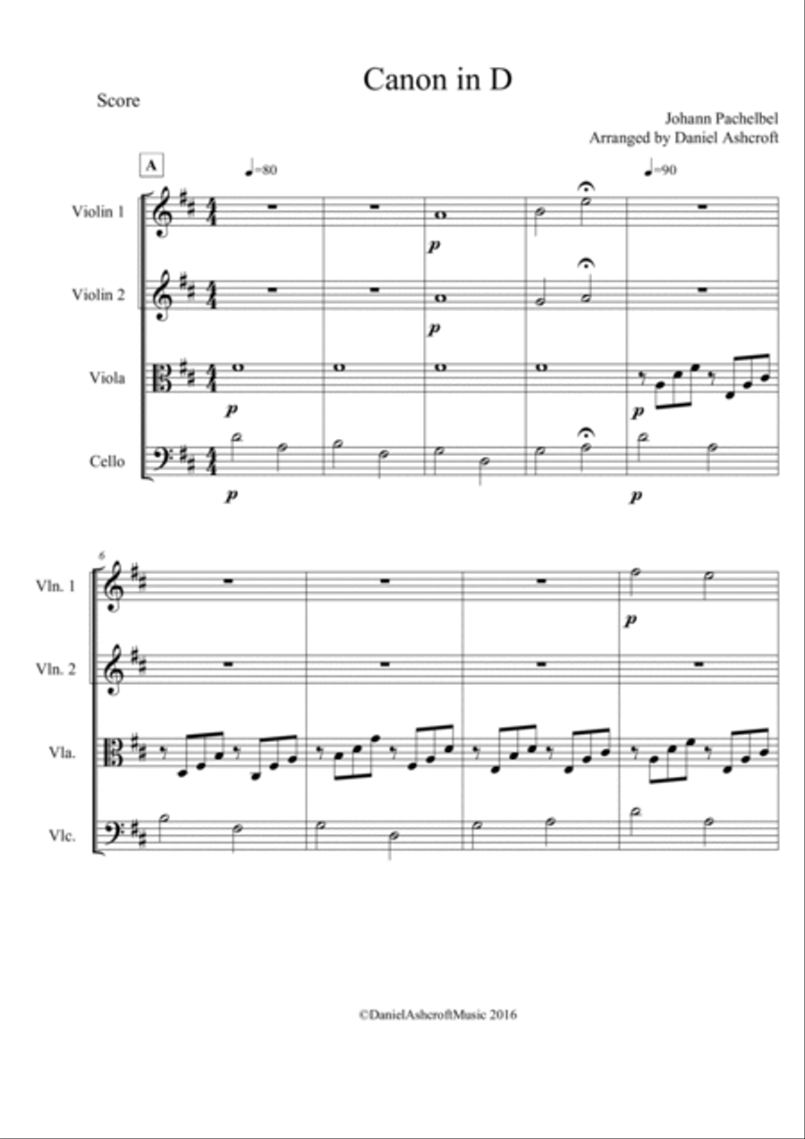 Pachelbel's Canon in D - Score and Parts String Quartet scores gallery preview page 3