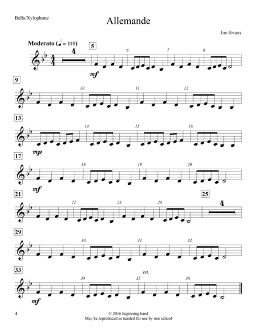 Elementary Solos, Volume 1, for Bells/Xylophone Small Ensemble scores gallery preview page 4
