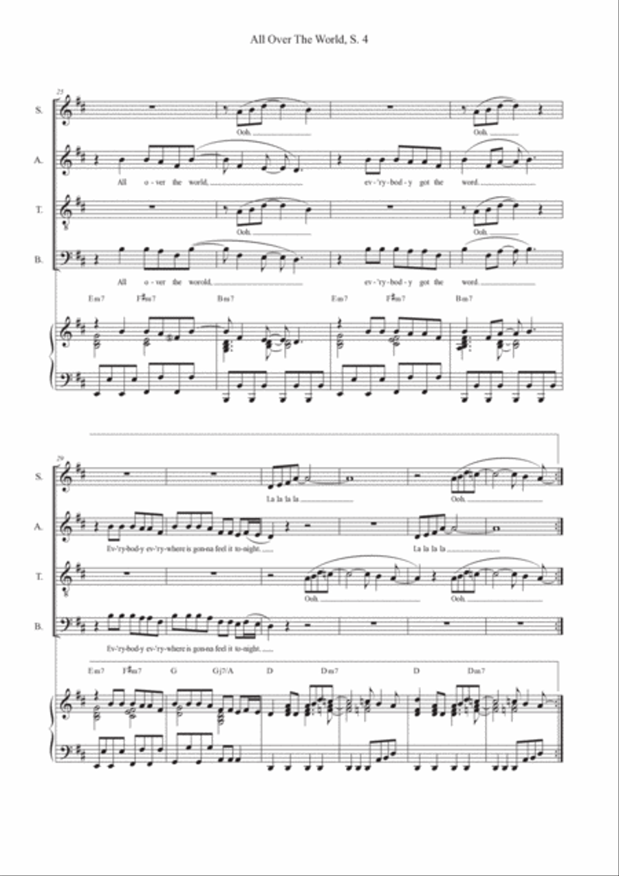 All Over The World 4-Part scores gallery preview page 4