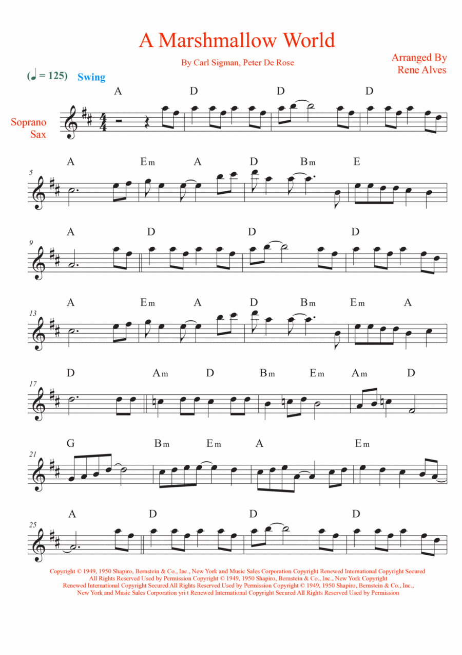 A Marshmallow World A Marshmallow World Soprano Saxophone scores gallery preview page 1