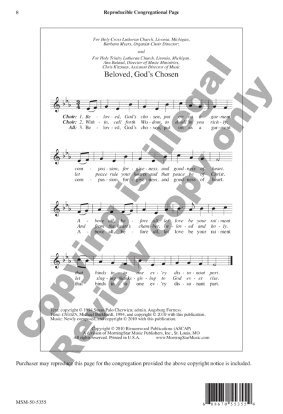 Beloved, God's Chosen Beloved, God's Chosen Unison Choir scores gallery preview page 8
