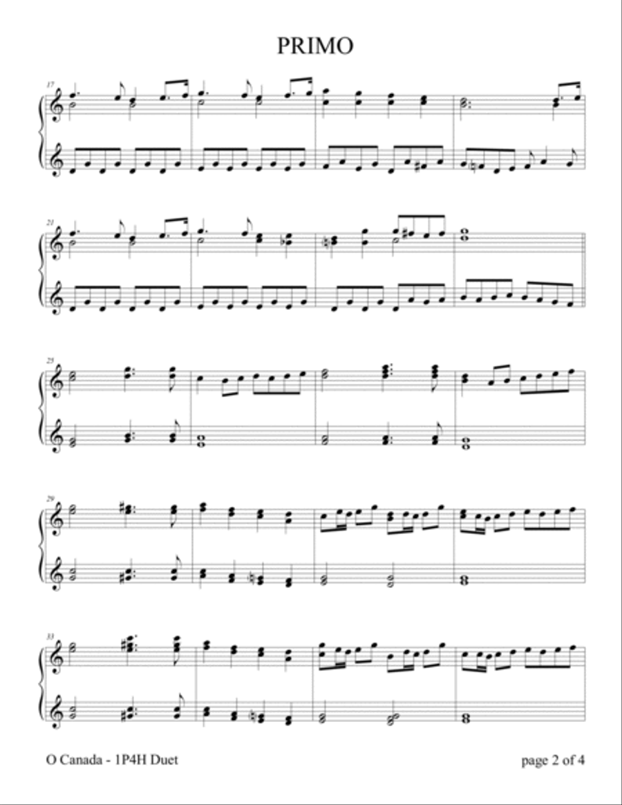 O Canada (1 Piano, 4 Hands Duet) Piano Method scores gallery preview page 4