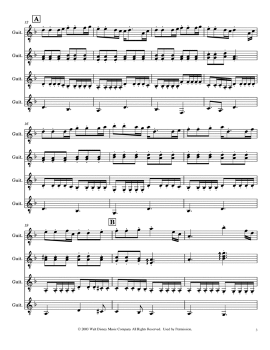 He's A Pirate Guitar Ensemble scores gallery preview page 3