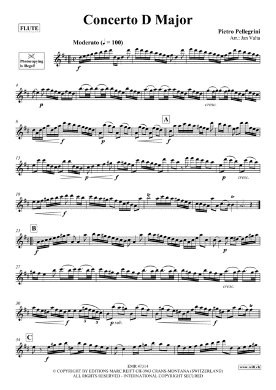 Concerto D Major Flute Solo scores gallery preview page 2