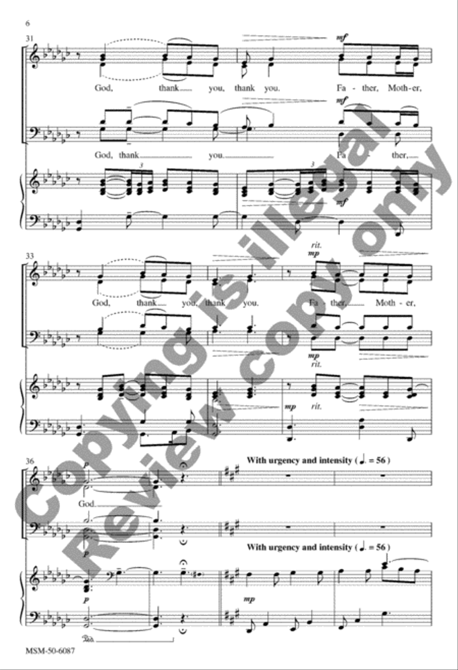 Maya's Prayer for Peace 4-Part scores gallery preview page 6