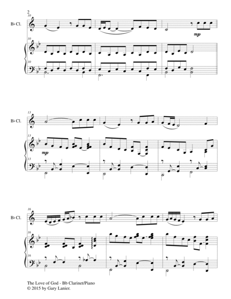 THE LOVE OF GOD (Duet – Bb Clarinet and Piano/Score and Parts) image number null