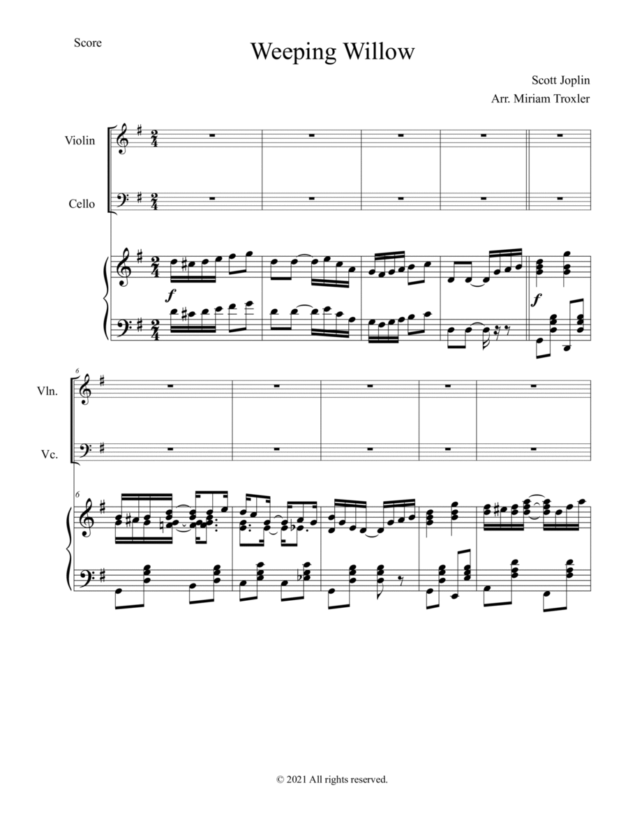 Weeping Willow Piano Trio Piano Trio scores gallery preview page 1