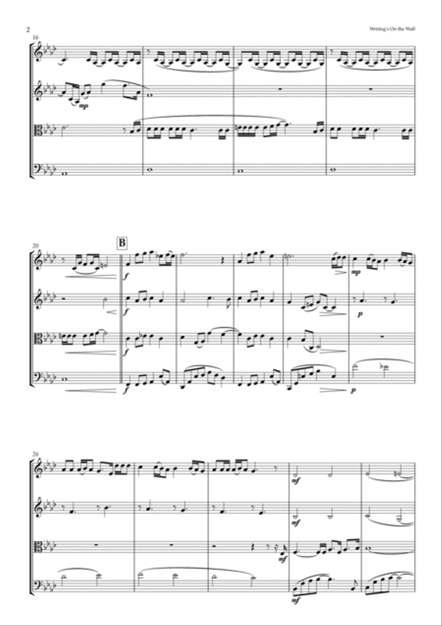 Writing's On The Wall from the film SPECTRE String Quartet scores gallery preview page 2