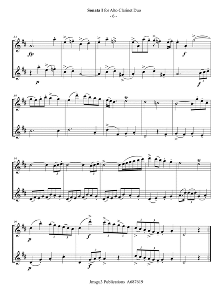 Sammartini: Sonata Op. 1 No. 1 for Alto Clarinet Duo image number null